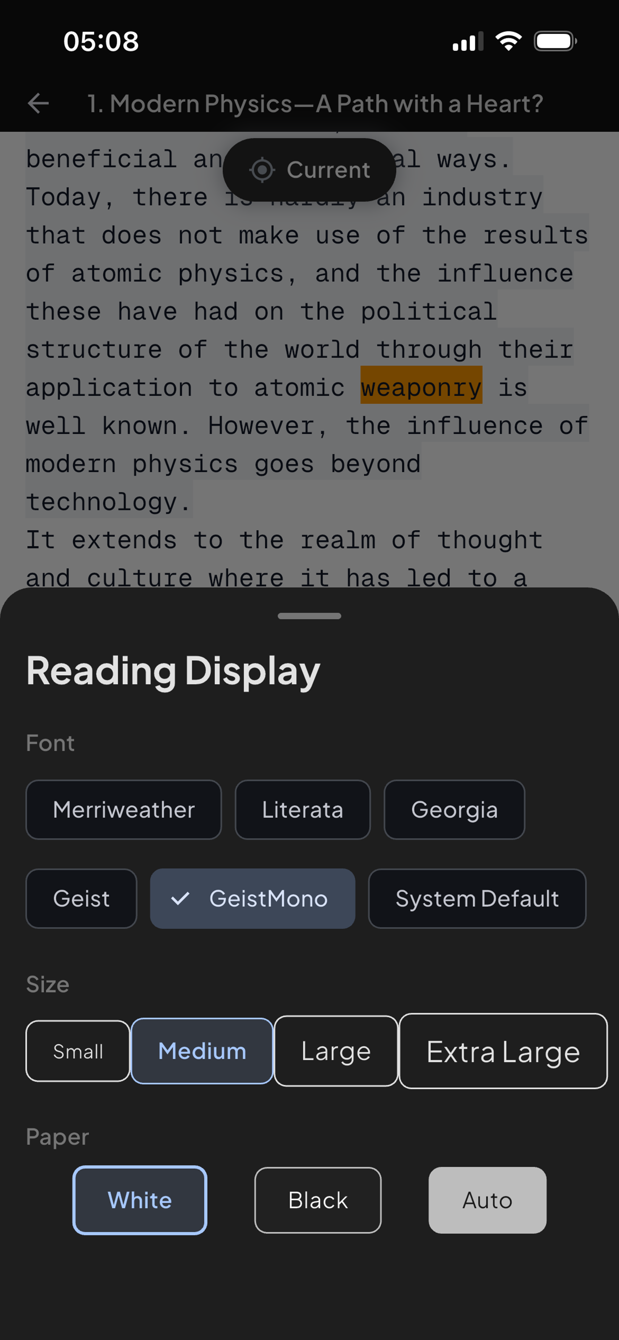 Reading display settings